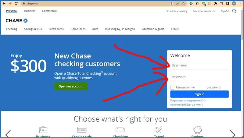 Get a Voided Check from Chase Bank by net banking step 1