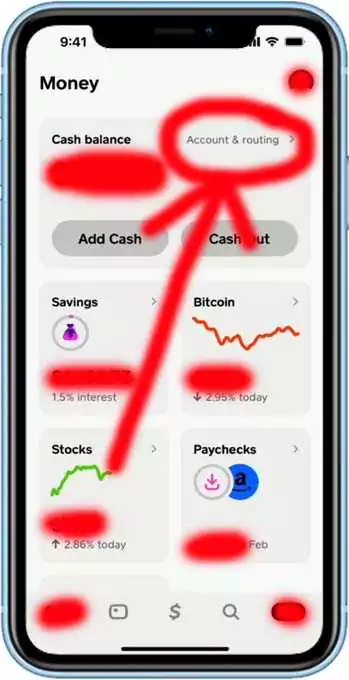 How to find routing number on Cash App step 2