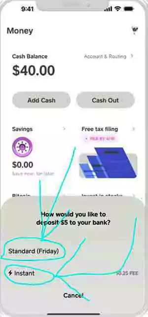 Cash app charges for instant transfer step 3