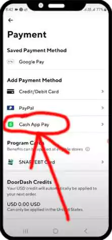 Use Cash App on DoorDash Without a Card method 2 step3